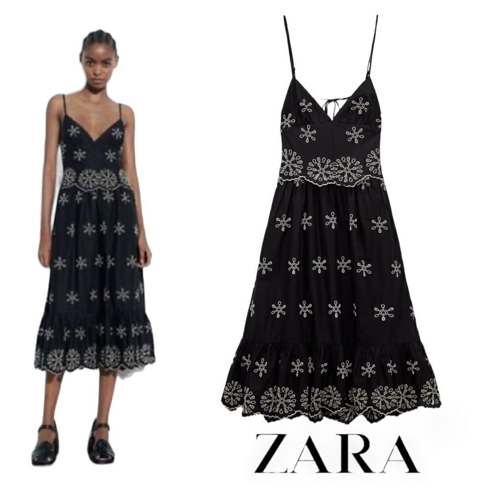 ZARA | Black | EMBROIDERED DRESS